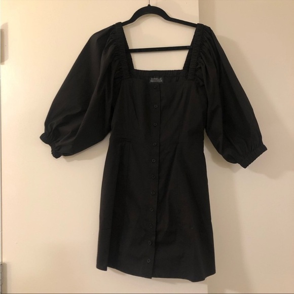 Danielle Bernstein Black Puff Sleeve Button Down Mini Dress - Picture 4 of 10